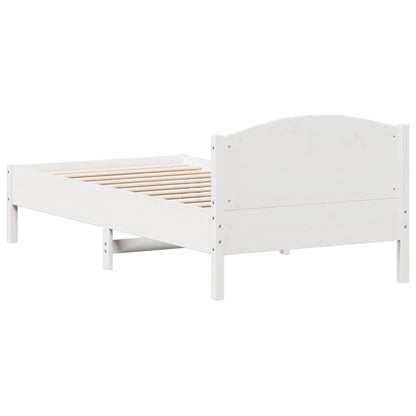 Estrutura de cama com cabeceira 90x190 cm pinho maciço branco