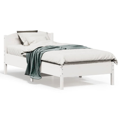 Estrutura de cama com cabeceira 90x190 cm pinho maciço branco