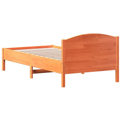 Estrutura cama c/ cabeceira 90x190 cm pinho maciço castanho-mel