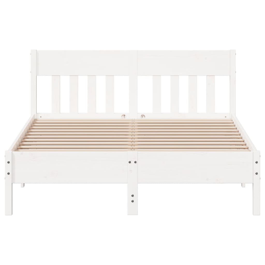 Estrutura de cama c/ cabeceira 150x200 cm pinho maciço branco