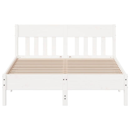 Estrutura de cama c/ cabeceira 150x200 cm pinho maciço branco