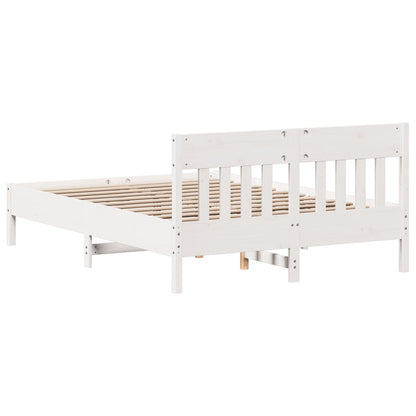 Estrutura de cama c/ cabeceira 150x200 cm pinho maciço branco