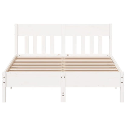 Estrutura de cama com cabeceira 140x200 cm pinho maciço branco