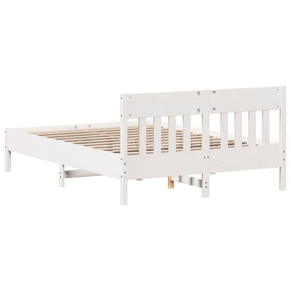 Estrutura de cama com cabeceira 140x200 cm pinho maciço branco