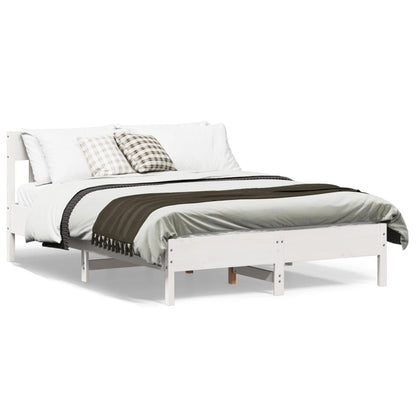 Estrutura de cama com cabeceira 140x200 cm pinho maciço branco