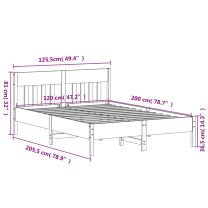 Estrutura cama c/ cabeceira 120x200cm pinho maciço castanho-mel