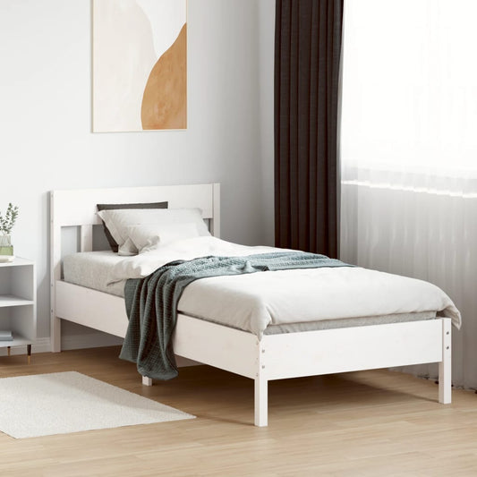 Estrutura de cama com cabeceira 90x200 cm pinho maciço branco