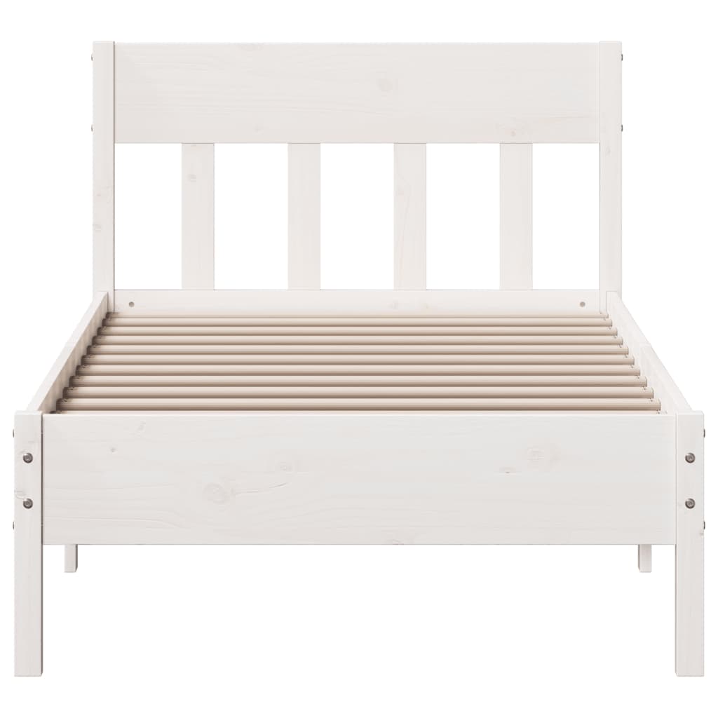 Estrutura de cama com cabeceira 90x200 cm pinho maciço branco