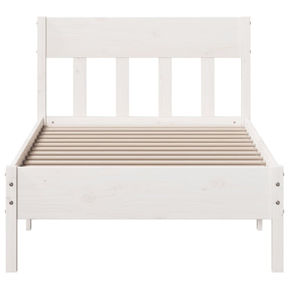 Estrutura de cama com cabeceira 90x200 cm pinho maciço branco