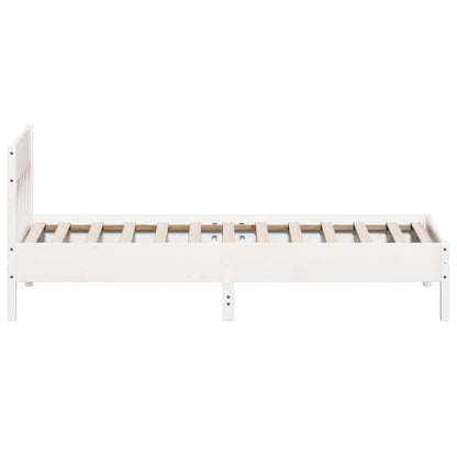 Estrutura de cama com cabeceira 90x200 cm pinho maciço branco