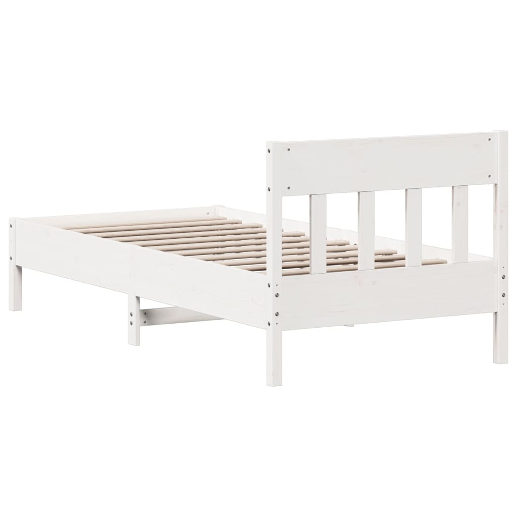 Estrutura de cama com cabeceira 90x200 cm pinho maciço branco