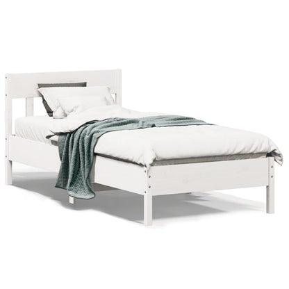 Estrutura de cama com cabeceira 90x200 cm pinho maciço branco