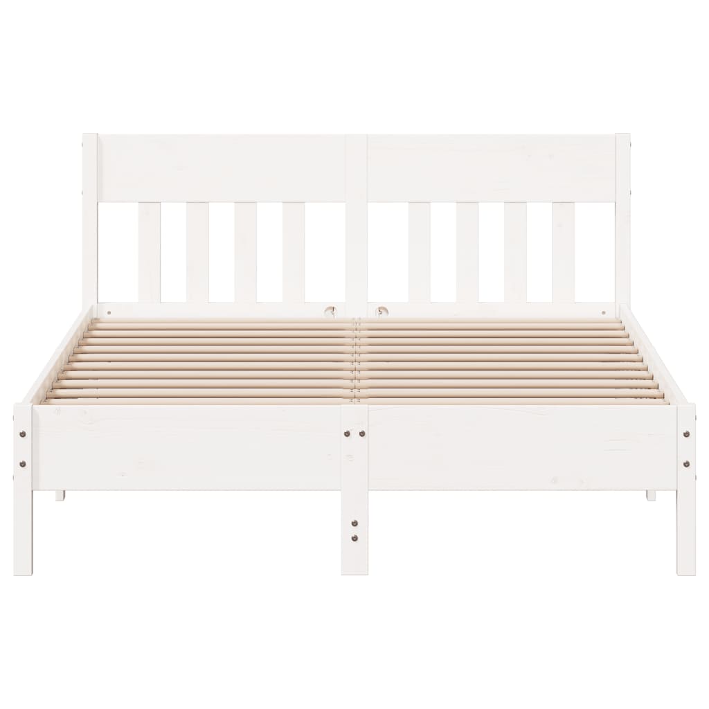 Estrutura cama c/ cabeceira 140x190 cm pinho maciço branco