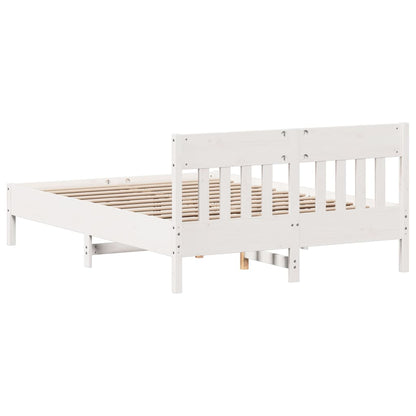 Estrutura cama c/ cabeceira 140x190 cm pinho maciço branco