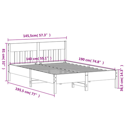 Estrutura cama c/ cabeceira 140x190 cm pinho maciço branco