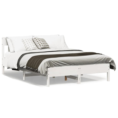 Estrutura cama c/ cabeceira 140x190 cm pinho maciço branco