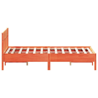 Estrutura cama c/ cabeceira 140x190cm pinho maciço castanho-mel