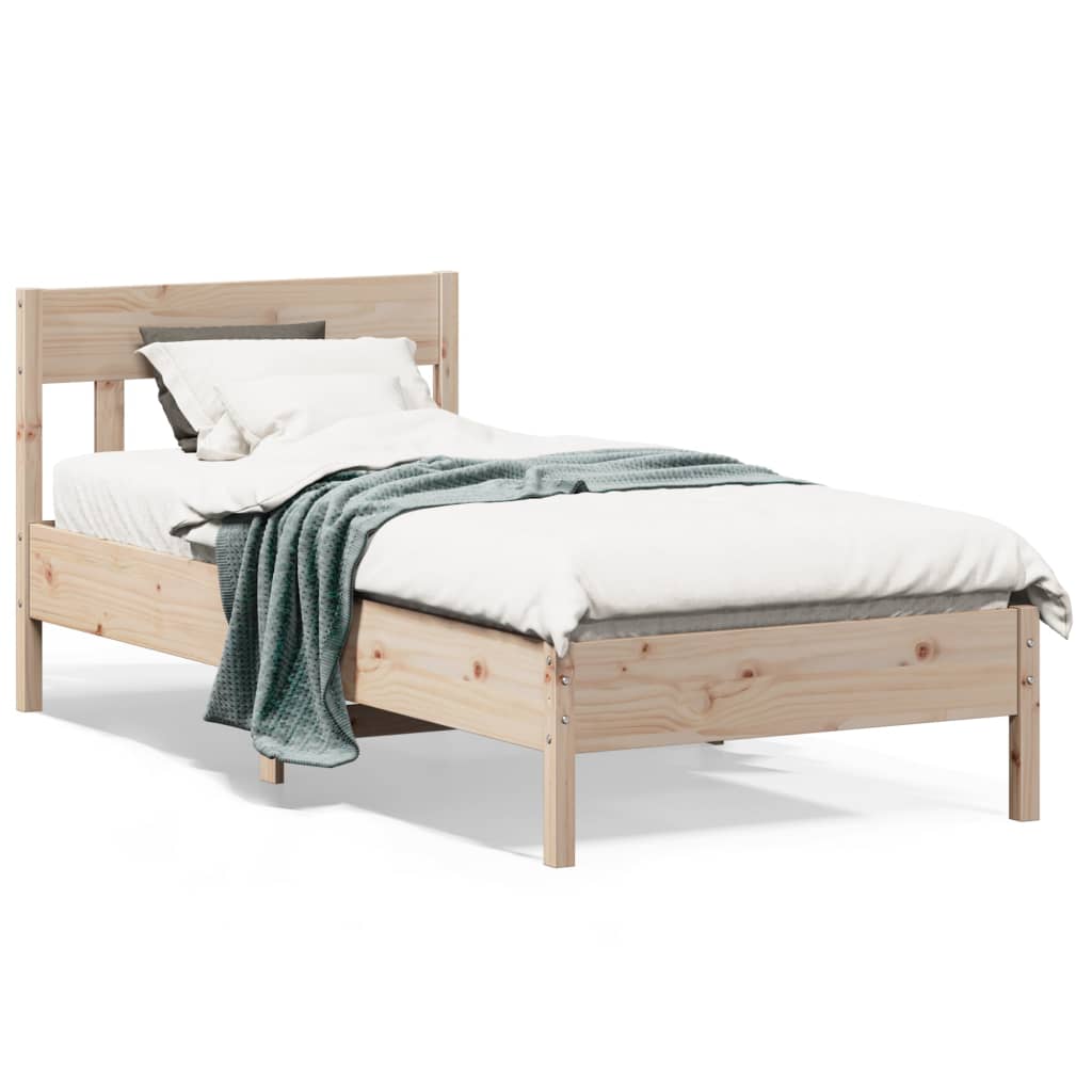 Estrutura de cama com cabeceira 90x190 cm pinho maciço