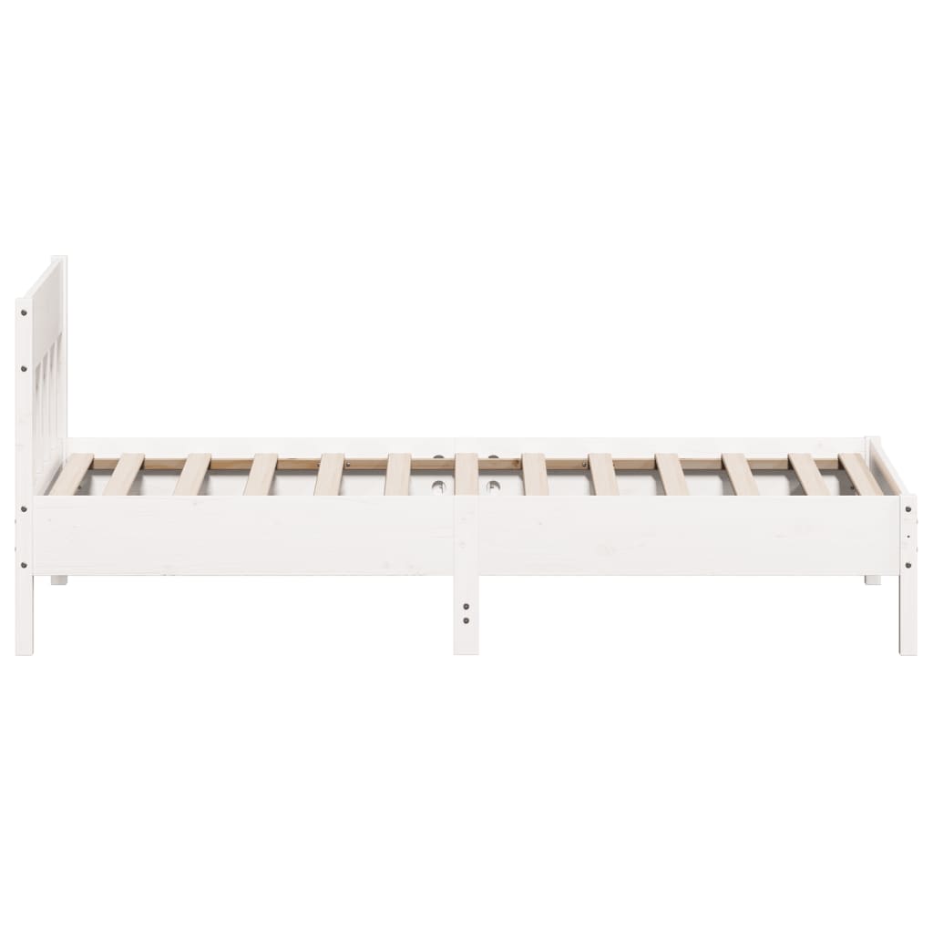 Estrutura de cama com cabeceira 90x190 cm pinho maciço branco