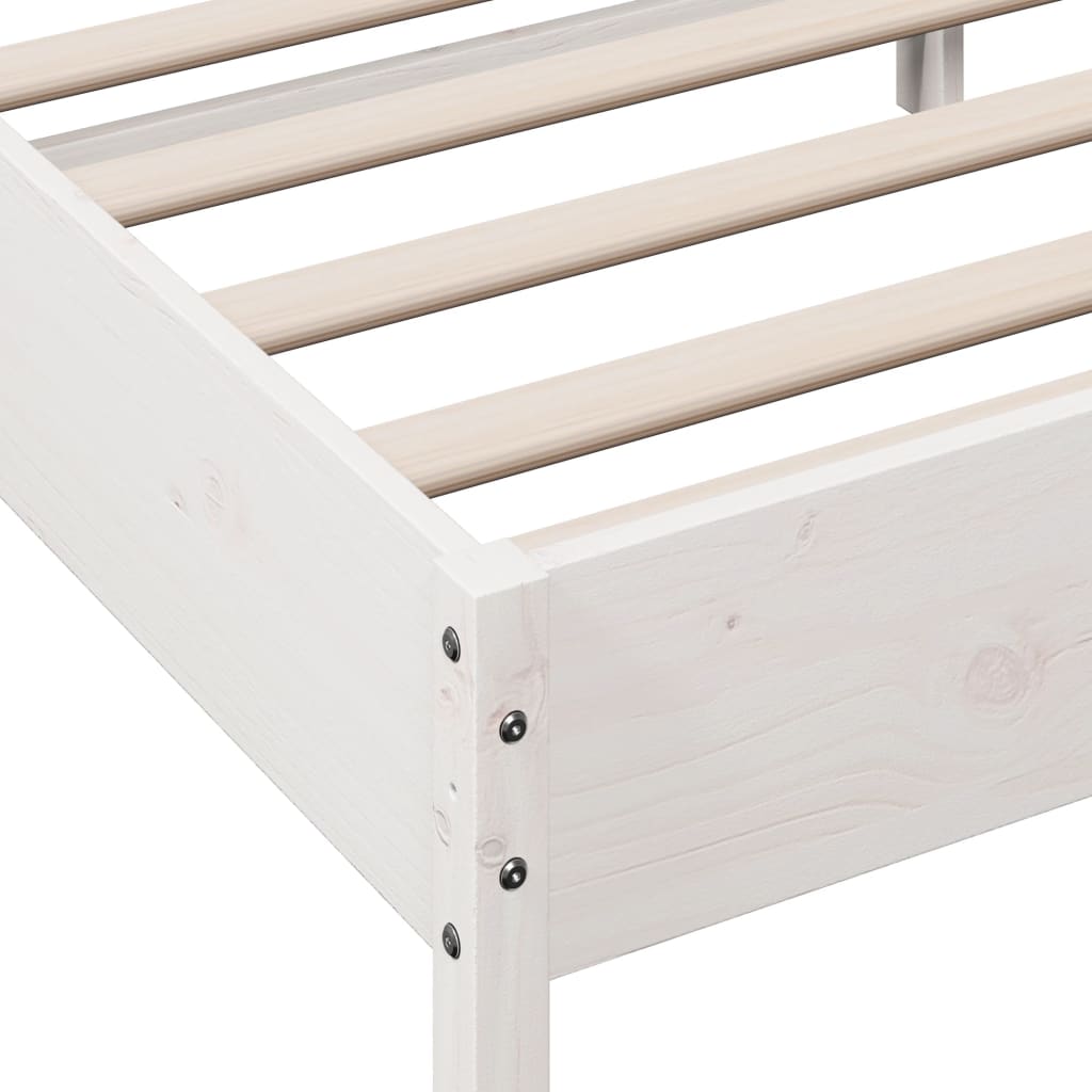 Estrutura de cama com cabeceira 90x190 cm pinho maciço branco