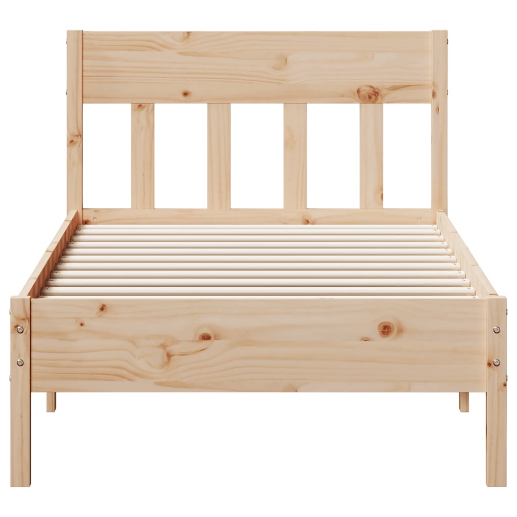 Estrutura de cama com cabeceira 75x190 cm pinho maciço