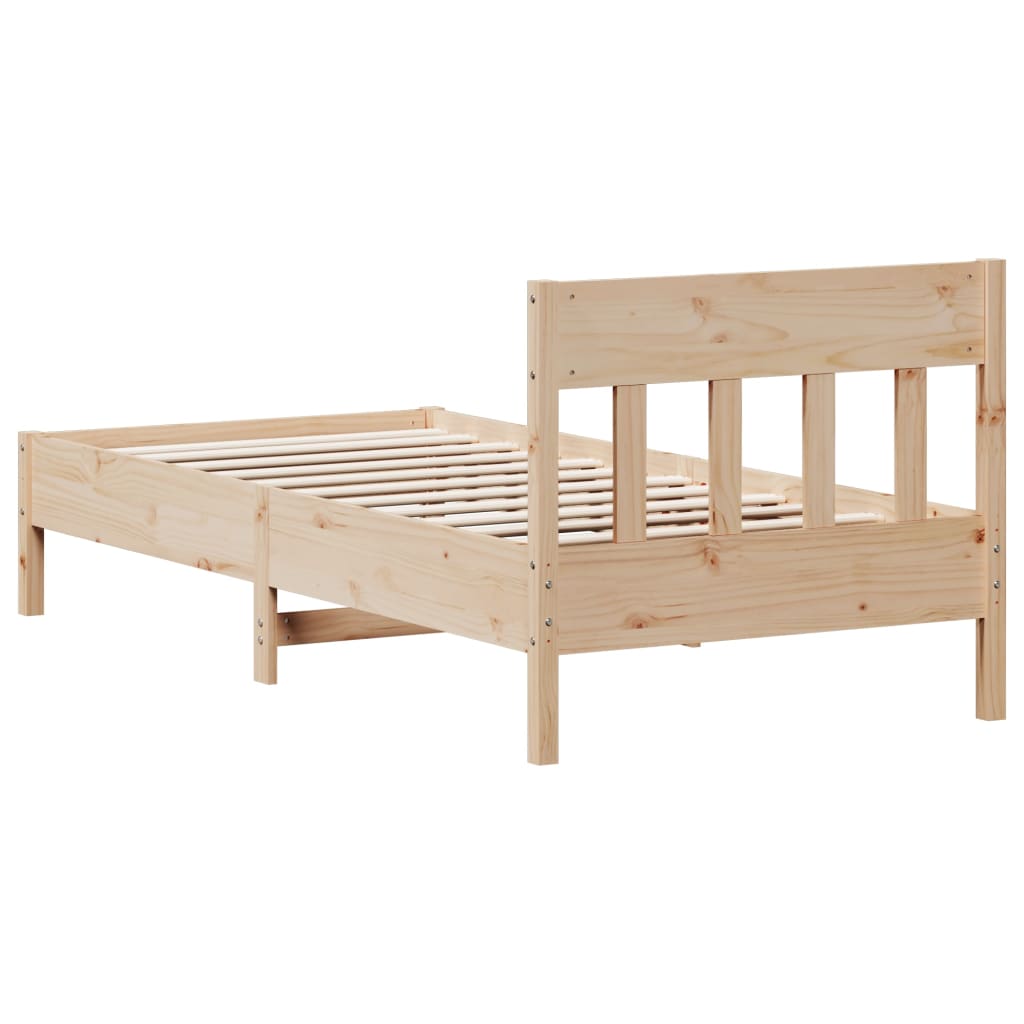 Estrutura de cama com cabeceira 75x190 cm pinho maciço