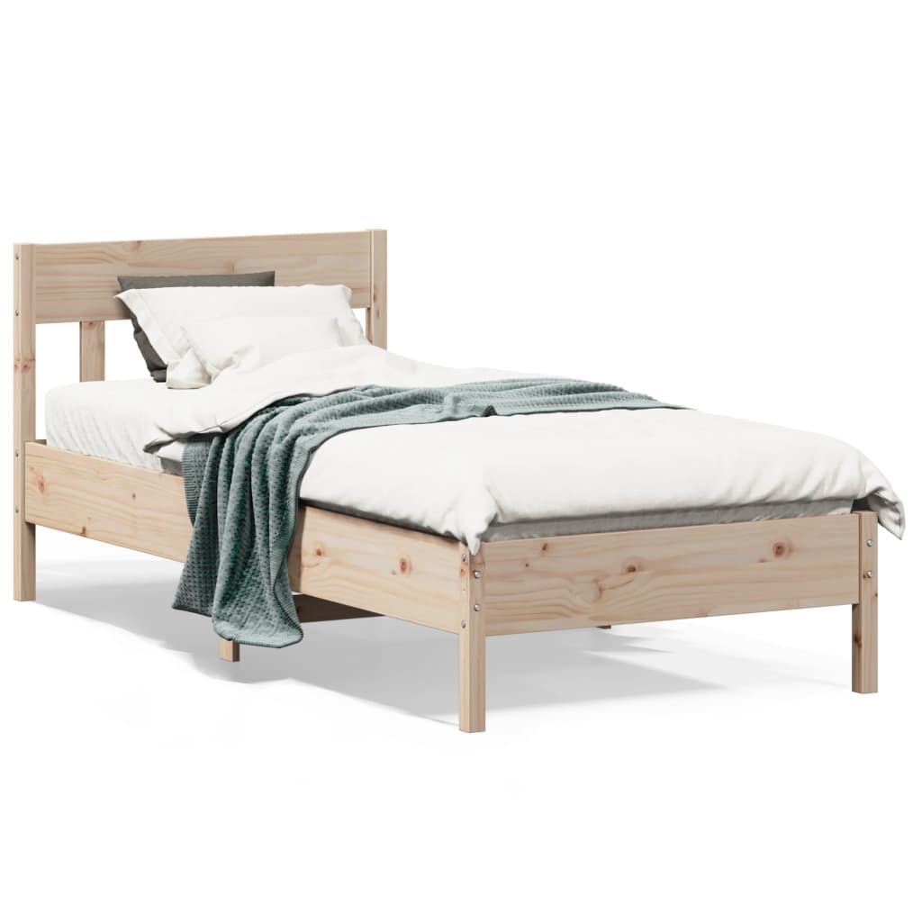 Estrutura de cama com cabeceira 75x190 cm pinho maciço