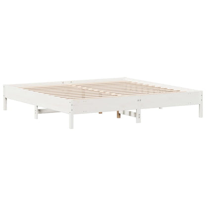 Estrutura de cama 200x200 cm madeira de pinho maciça branco