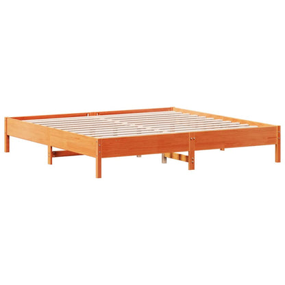 Estrutura de cama 200x200 cm pinho maciço castanho cera