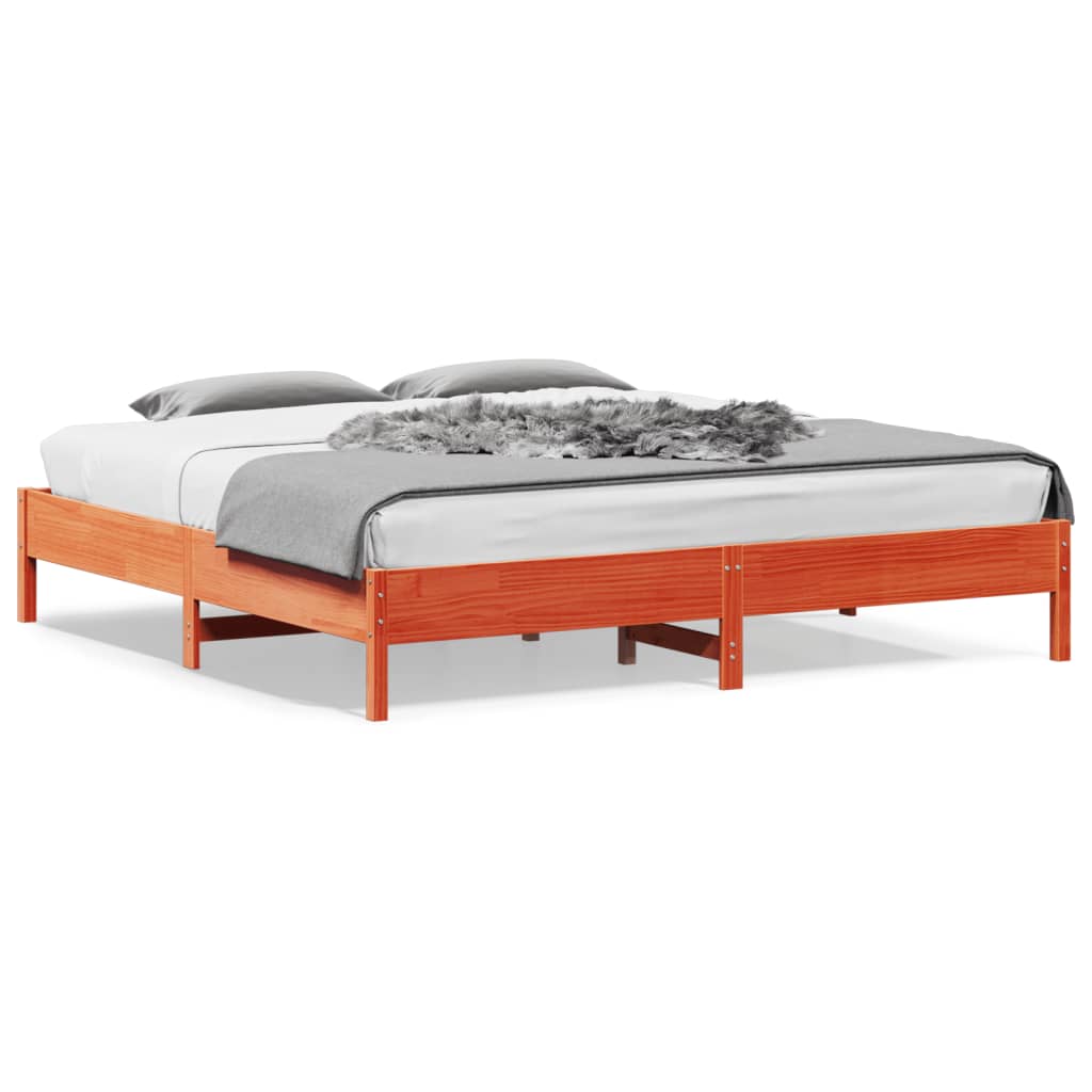 Estrutura de cama 180x200 cm madeira pinho maciço castanho cera