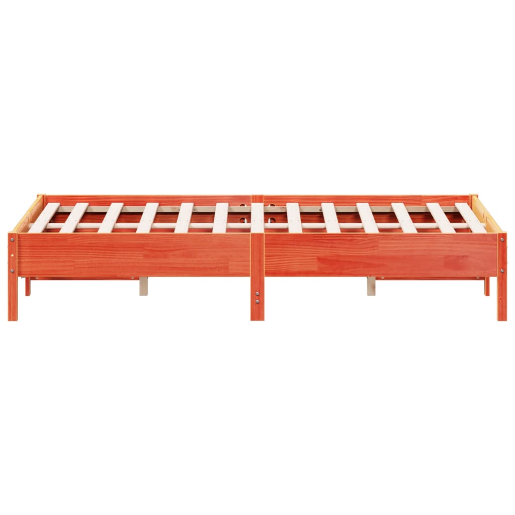 Estrutura de cama 160x200 cm madeira pinho maciça castanho cera