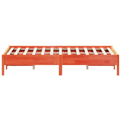 Estrutura de cama 160x200 cm madeira pinho maciça castanho cera