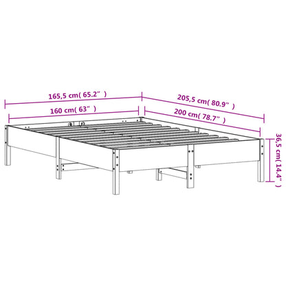 Estrutura de cama 160x200 cm madeira pinho maciça castanho cera