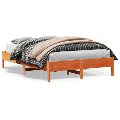 Estrutura de cama 160x200 cm madeira pinho maciça castanho cera