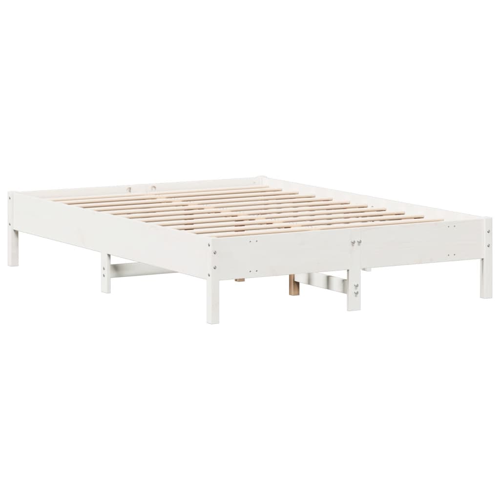 Estrutura de cama 150x200 cm madeira de pinho maciça branco