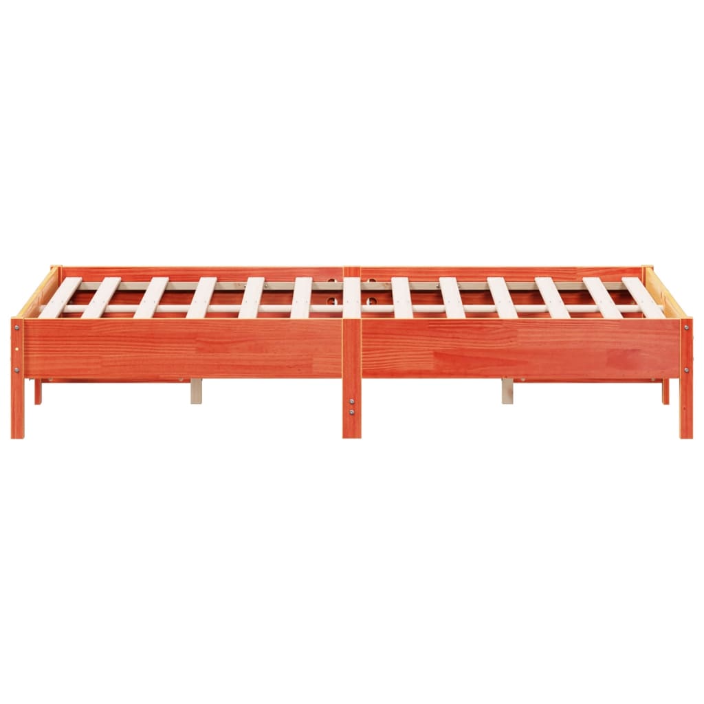 Estrutura de cama 140x200 cm madeira pinho maciça castanho cera