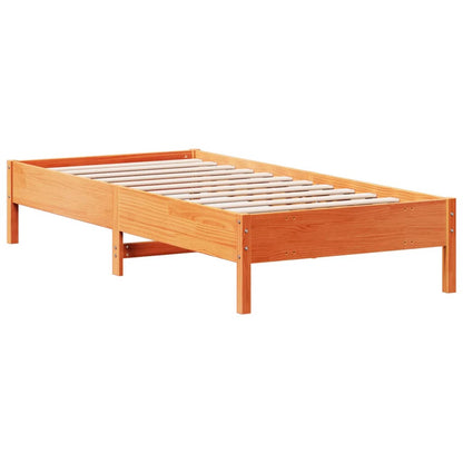 Estrutura de cama 100x200 cm madeira pinho maciça castanho cera