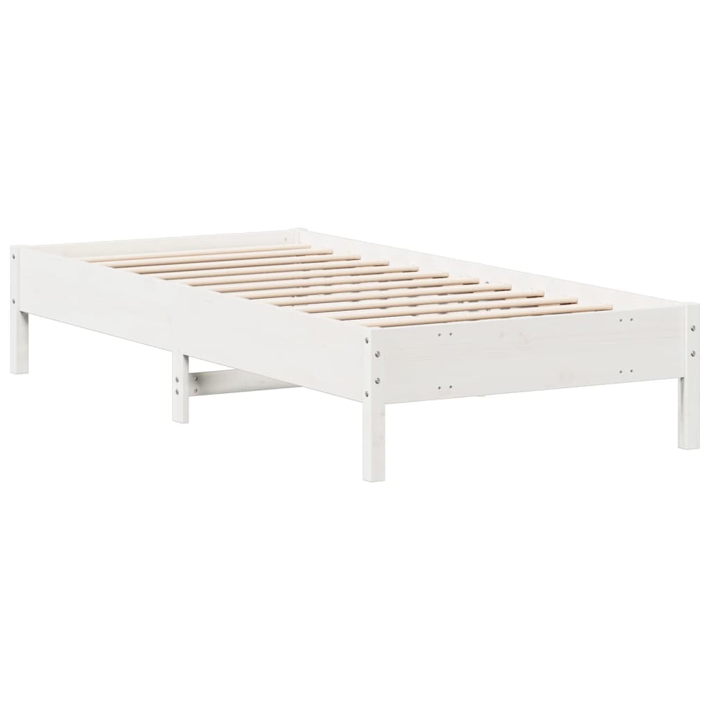 Estrutura de cama 90x200 cm madeira de pinho maciça branco