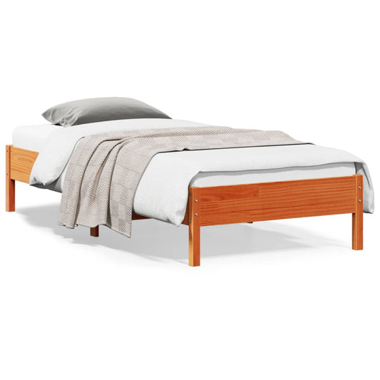 Estrutura de cama 90x200 cm madeira pinho maciça castanho cera