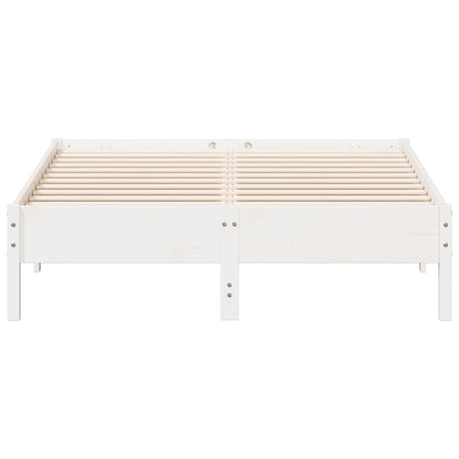 Estrutura de cama 140x190 cm madeira de pinho maciça branco