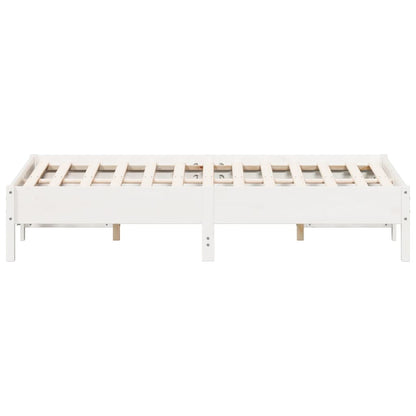 Estrutura de cama 140x190 cm madeira de pinho maciça branco