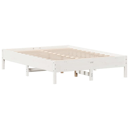 Estrutura de cama 140x190 cm madeira de pinho maciça branco