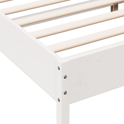 Estrutura de cama 140x190 cm madeira de pinho maciça branco