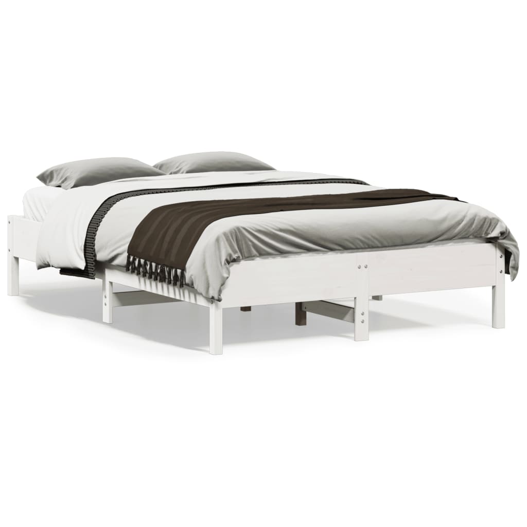 Estrutura de cama 140x190 cm madeira de pinho maciça branco