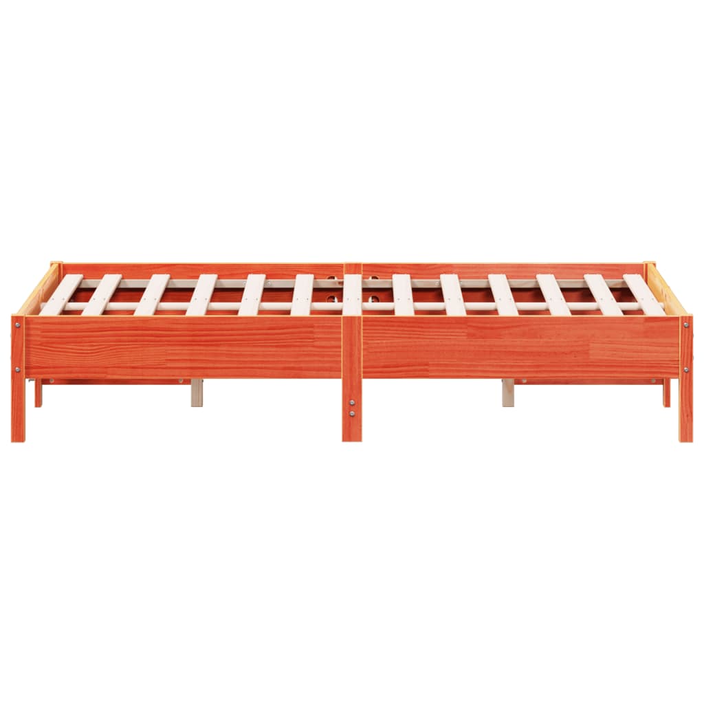 Estrutura de cama 140x190 cm madeira pinho maciça castanho cera