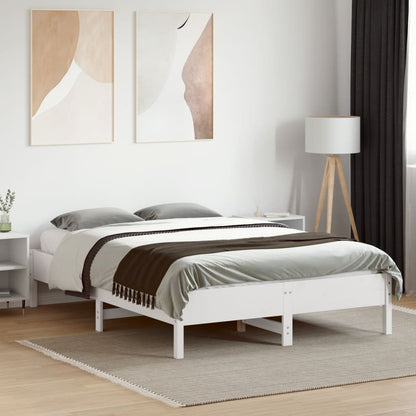 Estrutura de cama 135x190 cm madeira de pinho maciça branco