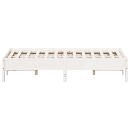 Estrutura de cama 135x190 cm madeira de pinho maciça branco