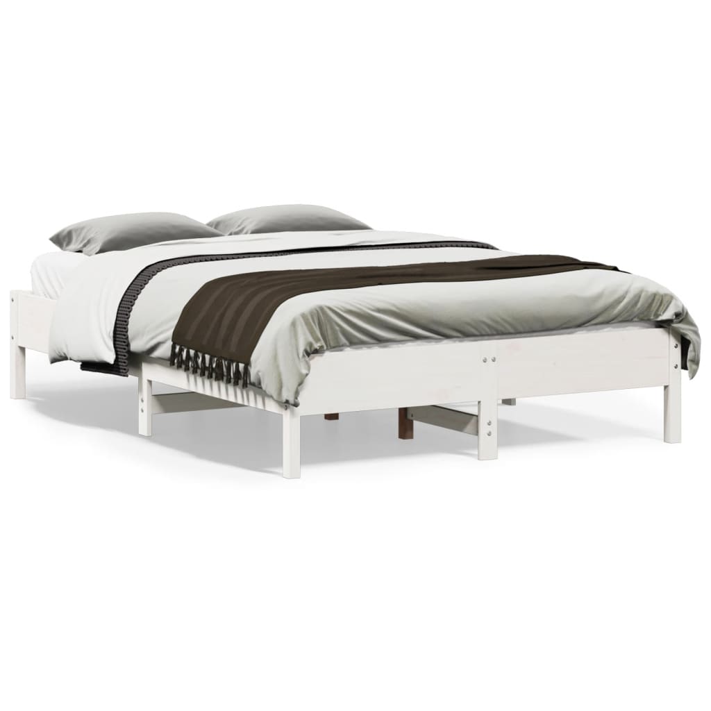 Estrutura de cama 135x190 cm madeira de pinho maciça branco