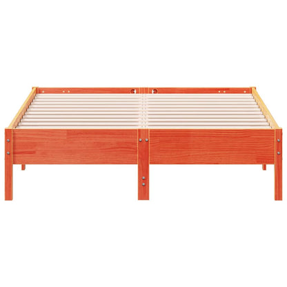 Estrutura de cama 135x190 cm madeira pinho maciça castanho cera