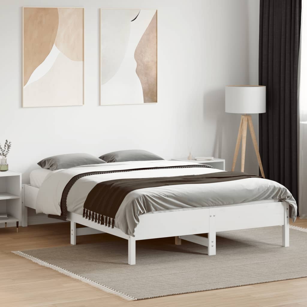 Estrutura de cama 120x190 cm pinho maciço branco